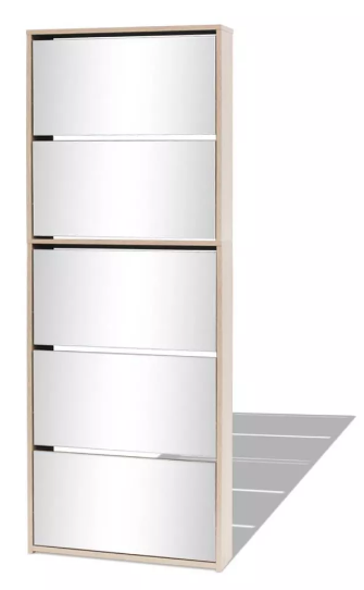 Szafka na buty Vidaxl Z 5 Półkami Lustrem W Kolorze Dąb