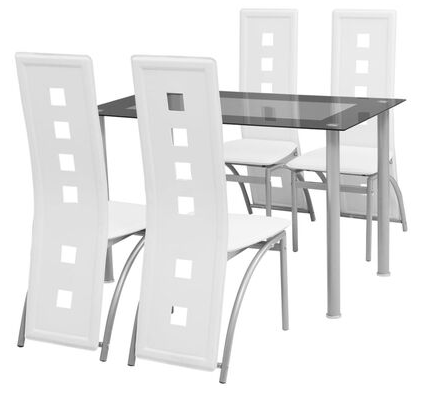 Stół z krzesłami VidaXL Zestaw mebli do jadalni - 5 elementów Biały