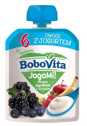 Jogurt Bobovita Jogomi Deserek Mleczno-owocowy, Owoce Jagodowe Z Bananem 80g