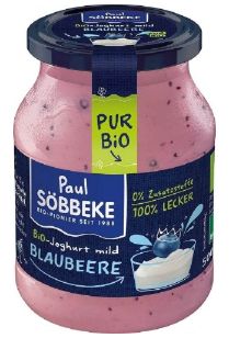 Jogurt owocowy Paul Sobbeke Jagodowy słoik Bio 500g