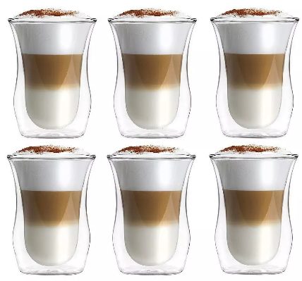 Szklanka do kawy Vialli Design 6 x szklanki Termiczne Z Podwójną Ścianką Do Kawy Latte Vita 300 ml