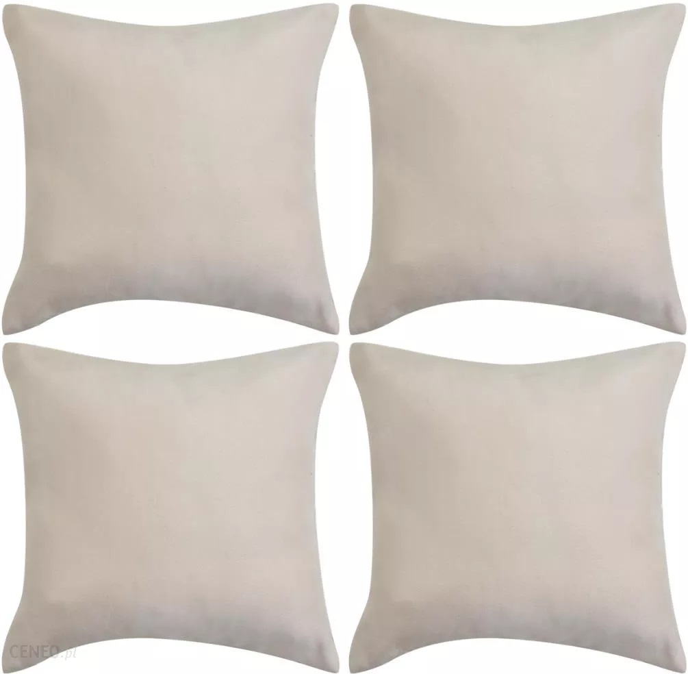 Poszewki na poduszki vidaXL 80x80 cm zamszowe 4 szt. beżowe