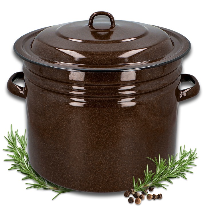 Garnek emaliowany duży 20l do bigosu powidlak wysoki z pokrywą 32cm Olkusz